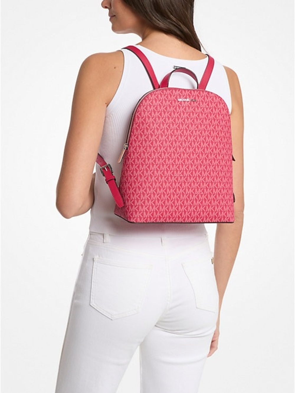 Michael Kors Hot Pink MK Logo Backpack - Picture 2 of 3